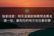 独家线索：明天凌晨欧锦赛预选赛关键一役，最危险的地方往往最安静
